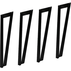 Tafelpoot V-Model - 20x10,5x72 - Gepoedercoat zwart - Metaal - Set van 4