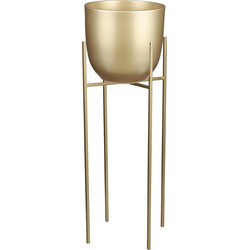 Bloempot D25 cm goud met plantenpot verhoger goud/metaal van 55 cm - Plantenpotten