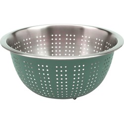 Excellent Houseware RVS keuken vergiet/zeef - afgieten etenswaren - groen - 24 x 11 cm - Vergieten