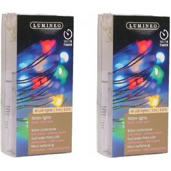 2x LED kerstverlichting micro gekleurd 40 lampjes - Lichtsnoeren