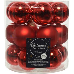 Decoris Kleine kerstballen - 18x st - rood - D4 cm - glas - Kerstbal