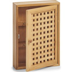 Zeller Sleutelkastje - bruin - bamboehout - 8 haakjes - 19 x 27 cm - Sleutelkastjes
