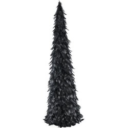 PTMD Foksy Kerstmis Ornament - 14 x 14 x 60 cm - Veren - Zwart
