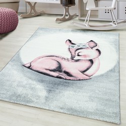 Tapijtenloods Bambi Kinderkamer Vloerkleed Laagpolig Roze Grijs- 80x150 CM