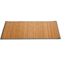 Badkamer vloermat anti-slip donkere bamboe 50 x 80 cm met grijze rand - Badmatjes