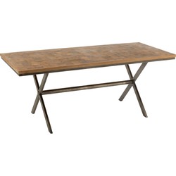 J-line - Eettafel Yoni Metaal/mangohout Naturel/grijs - 180x90x76cm