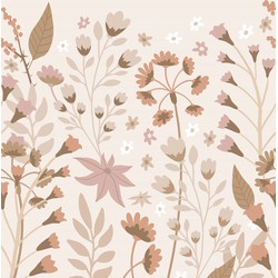 ESTAhome fotobehang bloemen beige, terracotta en roze - 2 x 2.79 m - 159410