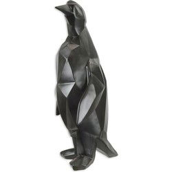 A RESIN POLYGONAL FIGURINE OF A PENGUIN, BLACK