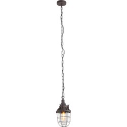Mexlite - hanglamp - Ebbe - bruin - glas metaal - Ø 17cm - E27 - 7890B
