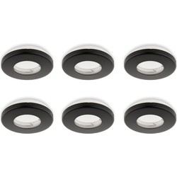 Groenovatie Inbouwspot, Rond, Waterdicht IP54, Ø85 mm, Mat Zwart, 6-Pack