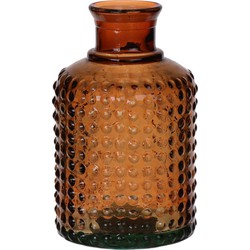 Bellatio Design Bloemenvaas - bruin relief transparant glas - D12 x H20 cm - Vazen