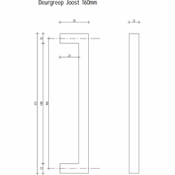 Deurgreep Joost - zwart - 160 mm - Industrieel - Handgreep - Kastgreep - Ladegreep