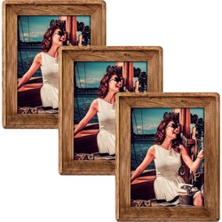 3x stuks fotolijst hout bruin geschikt voor een foto van 10 x 15 cm - Fotolijsten