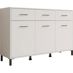 Meubella - Dressoir Vidor - Wit - 138 cm - 3 lades