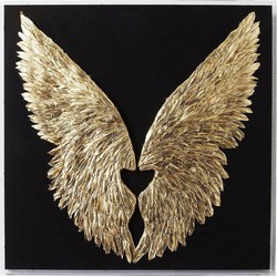 Kare Wanddeco Wings Gold Black 120x120 cm