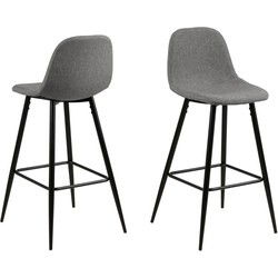 Barkruk Lichtgrijs/Zwart - Zithoogte 75cm - Willy - Set van 2
