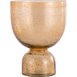 PTMD Windlicht Laurynn - 25x25x30 cm - Glas - Bruin