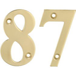 AMIG Huisnummer 87 - massief messing - 5cm - incl. bijpassende schroeven - gepolijst - goudkleur - Huisnummers