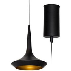 Hanglamp zwart met gouden binnenkant 160mm H 8W LED