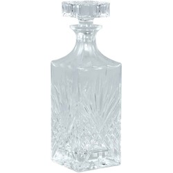 PTMD Vierkante Whisky Fles - 9 x 9 x 27cm - Kristal glas - Transparant