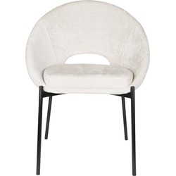 Eetkamerstoel Off White Stof - Zithoogte 51cm - 48x64x84cm - Dando - Set van 2