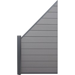 Cosmo Casa  Schutting Sarthe - Windscherm hek - Aluminium palen - Uitbreidingselement schuin rechts - 0,95m - Grijs
