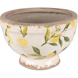 Clayre & Eef Bloempot  Ø 17x11 cm Geel Keramiek Citroen Bloempot binnen