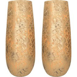 Mica Decorations Vaas - 2x - keramiek - flakes - goud - D21 x H55 cm - Vazen