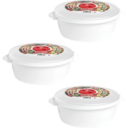 Plastic Forte Magnetronschaal met deksel/ventiel - 3x - 1,5L - wit - Magnetronbakken