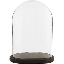 Clayre & Eef Stolp  33x22x42 cm Bruin Glas Hout Ovaal Glazen Stolp