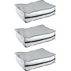 HI opbergtas/beschermhoes beddengoed/kleding - 3x - voor onder bed - 85 x 60 x 25 cm - Opberghoezen