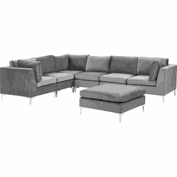 Beliani EVJA - Modulaire Sofa-Grijs-Fluweel