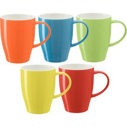 Bellatio Design Koffie mokken/bekers Paris - 5x - porselein - multi kleuren - 350 ml - Bekers