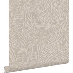 ESTAhome behang 3d golvende lijnen donker beige - 50 x 900 cm - 139661