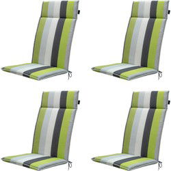 Madison -  Tuinstoelkussen Hoge Rug Victoria green - Ca. 120x50 cm - Set van 4