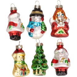 Kerstballen - 6 stuks - figuurtjes - glas - 5 cm - Kersthangers