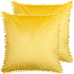AERANGIS  - Sierkussen set van 2 - Geel - 45 x 45 cm - Fluweel