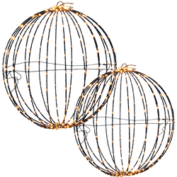 HIXA Tuinverlichting - Buiten - Licht Bal - Verlichting - Set van 2 - LED - Lampjes - 40cm - 50cm - Timer