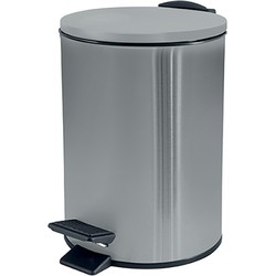 Spirella Pedaalemmer Cannes - zilver - 3 liter - metaal - L17 x H25 cm - soft-close - toilet/badkamer - Pedaalemmers