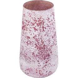 PTMD Windlicht Marcy - 16x16x30 cm - Glas - Roze