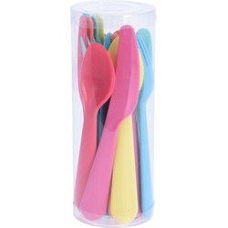 Kunststof bestek - gekleurd - 36x delig - 16 cm - Campingservies - Besteksets