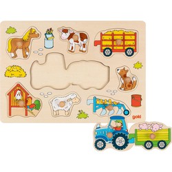 Goki Goki Lift-out puzzle Tractor with trailers