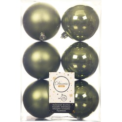 24x stuks kunststof kerstballen mos groen 8 cm glans/mat - Kerstbal