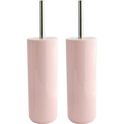 MSV Porto Toilet/wc-borstel houder - 2x - kunststof - lichtroze - 38 cm - Toiletborstels