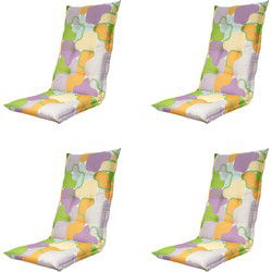 Madison -  Tuinstoelkussen Hoge Rug Grafi lila - Ca. 123x50 cm - Set van 4