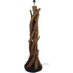 HSM Collection-Vloerlamp Teak Root-40x40x130-Bruin/Zwart-Teak