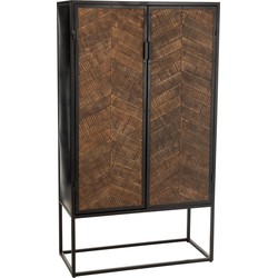 J-line - Barkast Ano Ijzer/mango Hout Zwart/bruin - 90x42x160.5cm