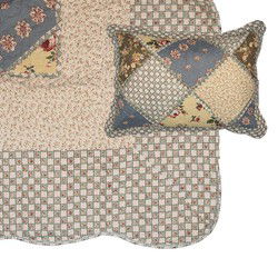 Clayre & Eef Bedsprei Groen Beige Polyester