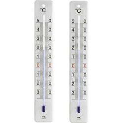Set van 2x kunststof thermometer voor binnen en buiten 28 cm - Buitenthermometers