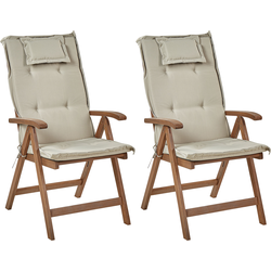 AMANTEA - Tuinstoel set van 2 - Taupe - Acaciahout
